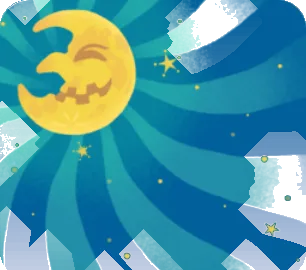 始まりゆく欠けた月の夜の画像