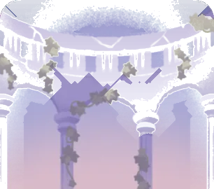 夜明けの朽ちた神殿の画像