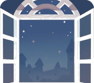 深い夜の窓辺の画像