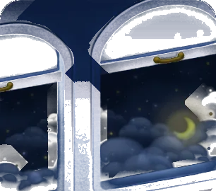 夜行郵便局の夜渡り車窓の画像