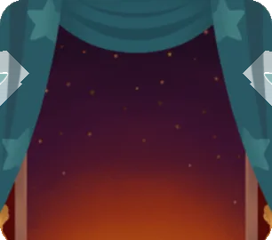 星柄カーテンの窓辺・緑の画像