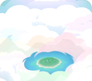雲間から小島が覗く景色の画像