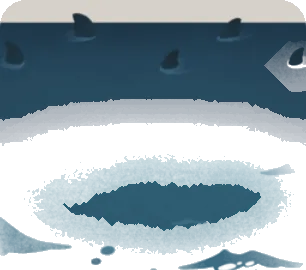 孤島周りの夜の海の画像