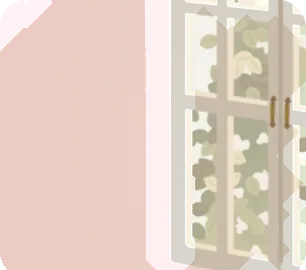 穏やかな森が明る窓とピンクの壁紙の画像