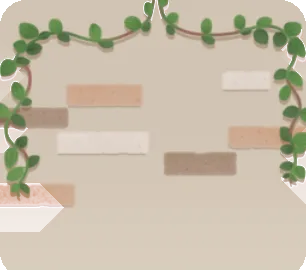 緑を這わせたナチュラルな壁の画像