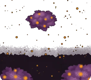ぼんやり光る茂みのある地面の画像