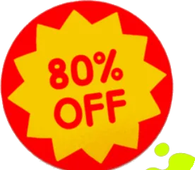 80%OFFシールの画像