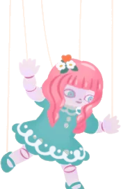 青い服のマリオネットの画像