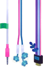 垂れ下がるカラフルなケーブルの画像