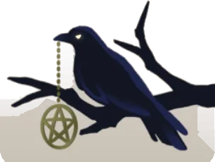 佇むカラスの置物の画像