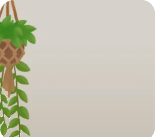 吊りポットの観葉植物の画像