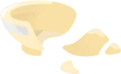 置きっぱなしの割れた茶碗の画像