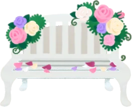 薔薇のガーデンベンチ・白の画像