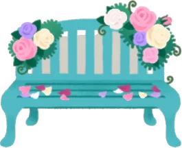 薔薇のガーデンベンチ・緑の画像