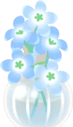 青い花の一輪挿しの画像
