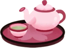 漆盆にのったお茶の画像