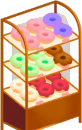 ドーナツの展示ケースの画像