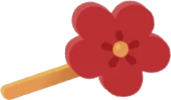 赤いお花のピンの画像