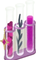 花や薬草の入った試験管の画像