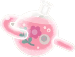 ピンク色の花染料フラスコの画像