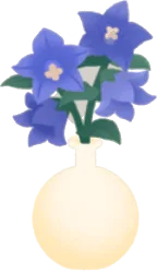 花瓶に生けた桔梗の画像