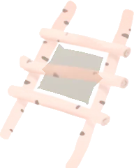 白樺の枝で作られた小さなはしごの画像