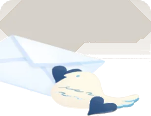 ハト形のメッセージカードと封筒の画像