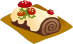 切り株とキノコのケーキの画像