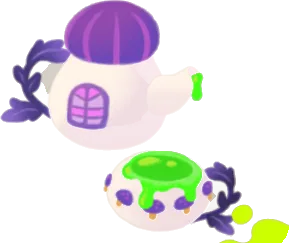 毒々しいキノコのティーセットの画像