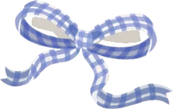 左に添えられた青チェックのリボンの画像