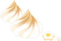 タルトの手前側を彩るメレンゲ・左の画像