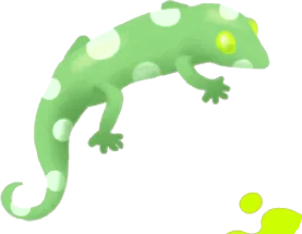 みどりのヤモリの置物の画像