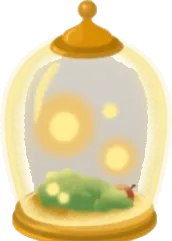 小さな光が入った瓶の画像