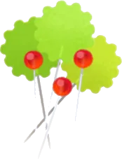 マチ針で作った赤林檎の木の画像