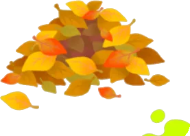 崩れた紅葉した葉っぱの山の画像