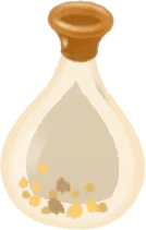 木の横に置かれたとても小さな小瓶の画像