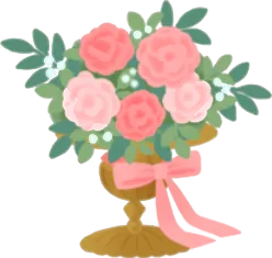 ブーケを飾った花瓶の画像