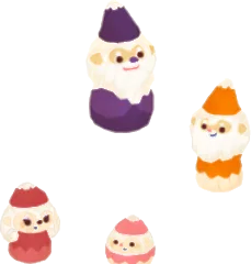 木彫りのこびとの人形の画像