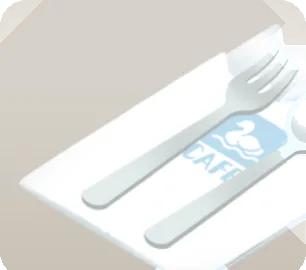 カフェのフォークとスプーンの画像