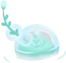 水に浮いているガラスの小瓶の画像