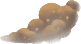 金のかけらが付いた小さな雲・右前の画像