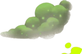 緑に怪しく光る小さな雲・右前の画像