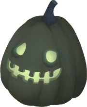 グリーンのカボチャランタンの画像