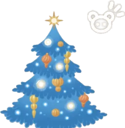 青いクリスマスミニツリーの画像