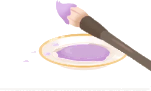 藤色のインクと筆の画像