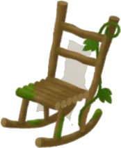 ツルが絡んだロッキングチェアの画像