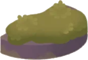 苔の生えた半円形の石の画像