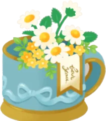 白いお花を生けたカップの画像