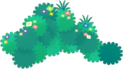キノコの森の茂みフェンスの画像