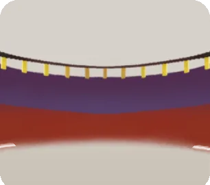 赤と紫の幕の画像